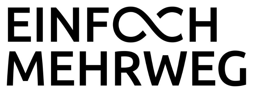 A black-and-white illustration of the words &lsquo;Einfach Mehrweg&rsquo;.